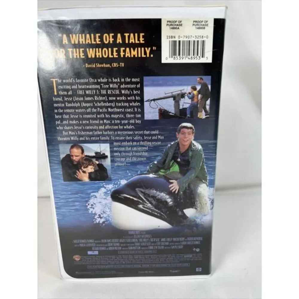 Free Willy‎ 3: The Rescue (VHS, 1997, Clamshell)